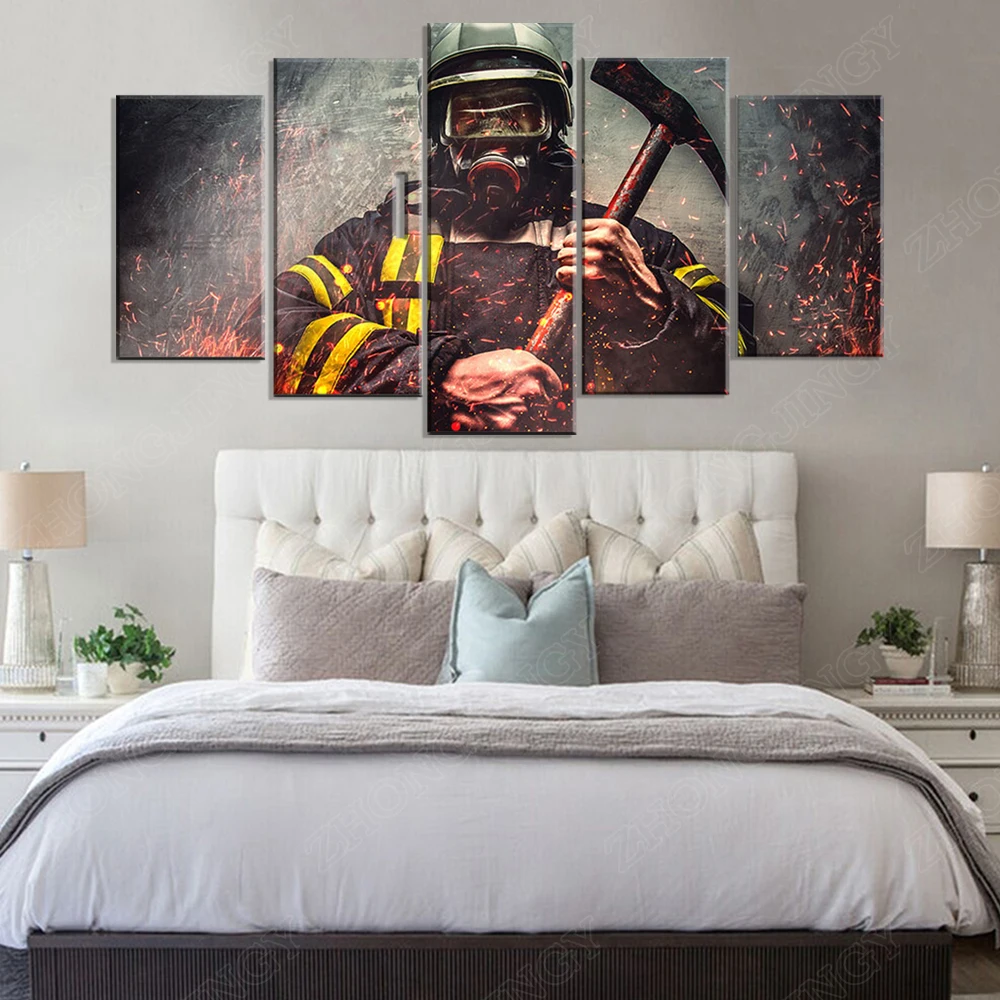 HD печати 5 шт. холсте противопожарный пожарный настенные аксессуары для
