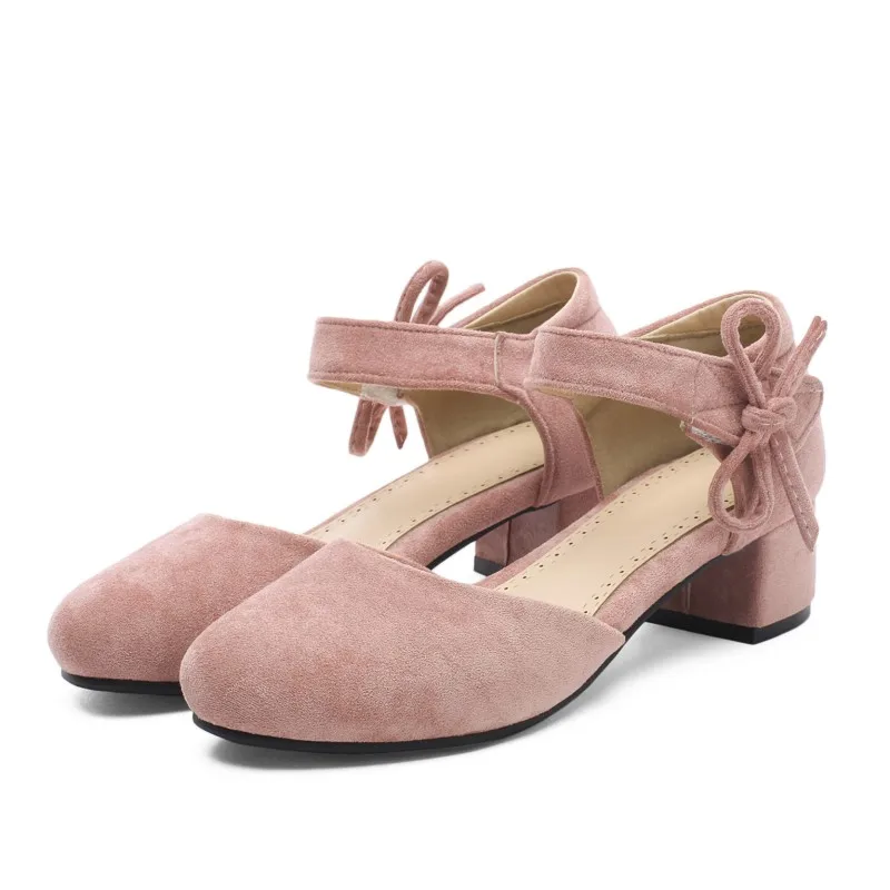 Женские босоножки на среднем каблуке Кожаные туфли толстом Большие размеры 11