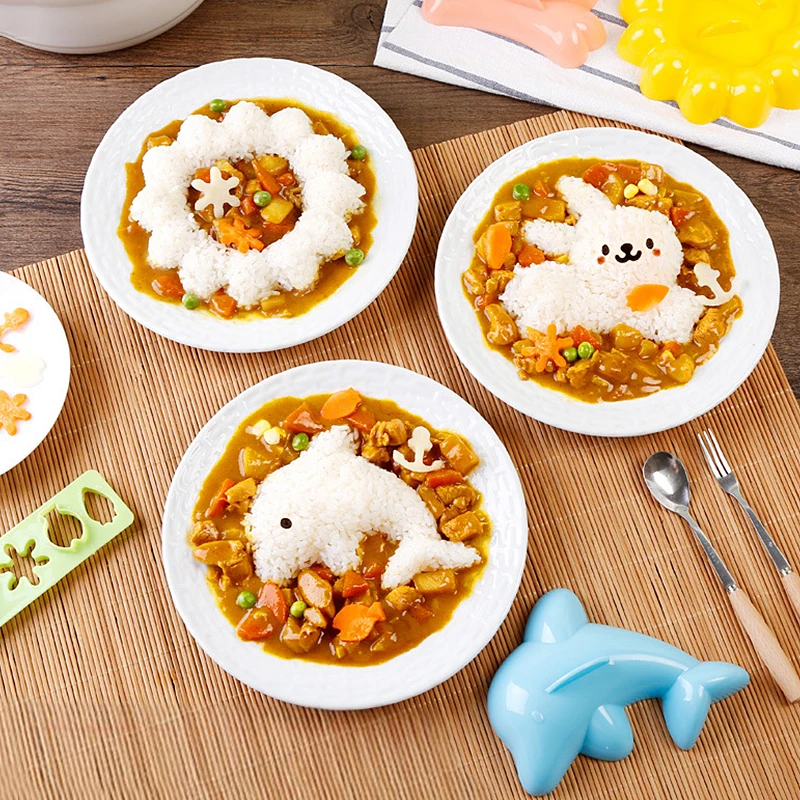 4 шт./компл. DIY мультяшная форма для рисовых шариков детей милый кролик дельфин