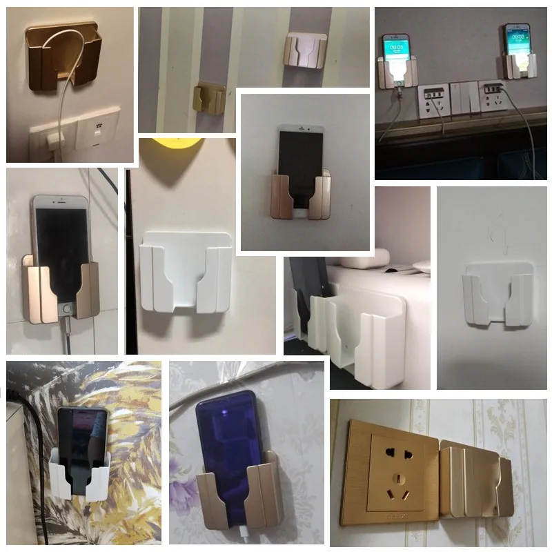 

Universal Multifunction Adhesive Wall Mount Practical Phone Holder Stand Phone Charging Bracket Home Plug Socket Charge Holder
