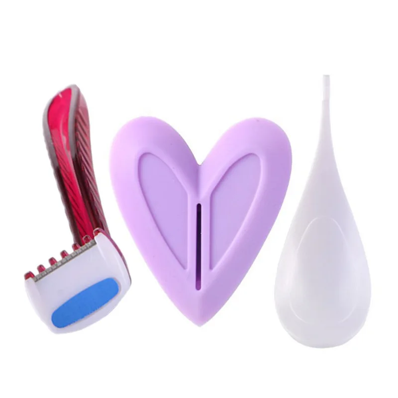 Фиолетовая бритва бикини в форме сердца треугольник прямая Лобковая триммер для