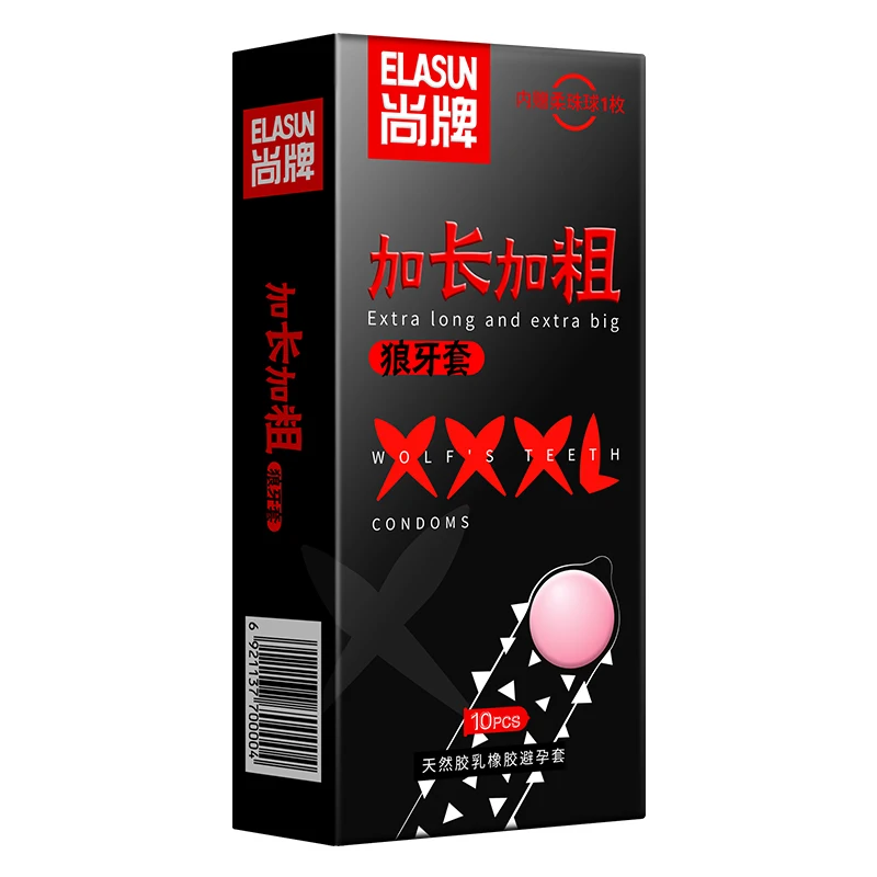 Elasun 10 шт. Презервативы с большими шипами 3 см удлинитель для пениса мягкий