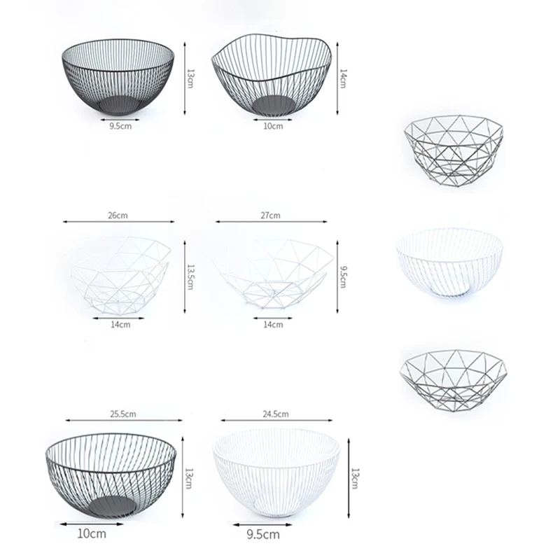 

Kitchen Basket Container Bowl Metal Wire Basket Kitchen Drain Rack Fruit Vegetable Storage Holder Snack Tray Table Storage Bowls