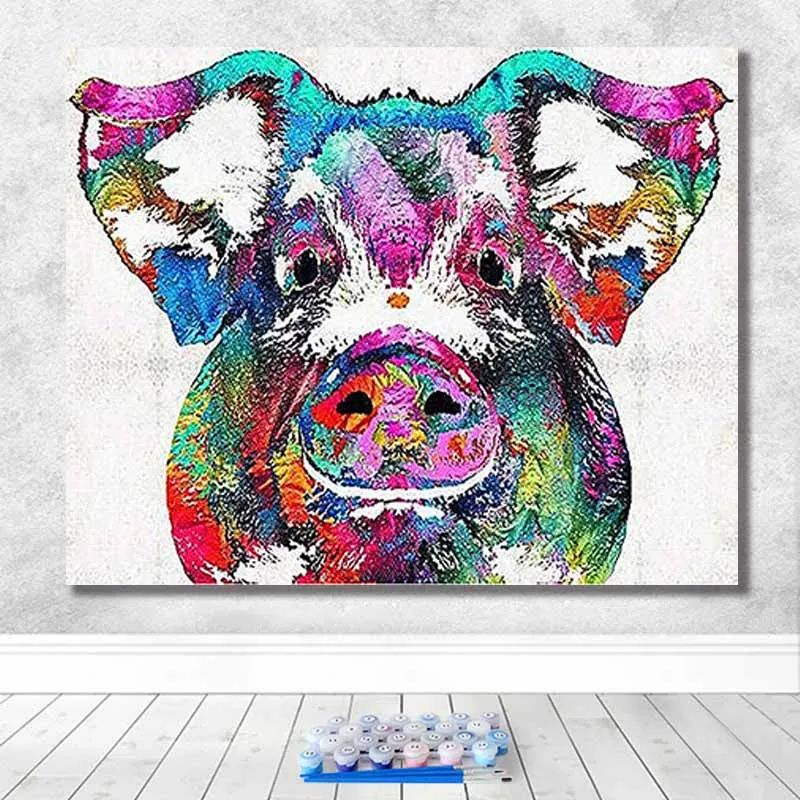 Diy Рисование по номерам картина Рисование Versus инструментарий Рисование красочные животных искусства гостиной декоративные Висячие краски ing - Цвет: 100133