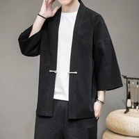 men cotton linen kimono gown japanese traditional casual jackets outerwear mens kimono cardigan classic 2021 summer streetwear