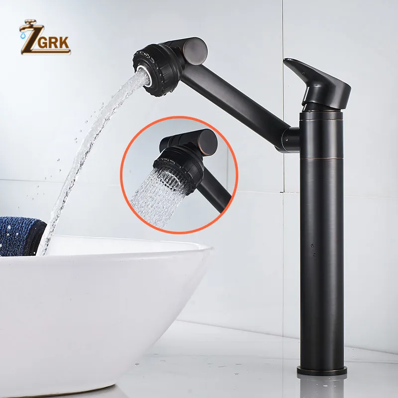

ZGRK Basin Faucet Water Tap Bath 360 Degree Swivel Gold Black Bathroom Faucet Sink Tap Mixer Hot and Cold Sink Water Crane