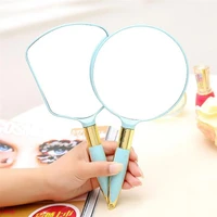 cute pink white plastic vintage hand maquillaje makeup vanity mirror rectangle hand hold handle cosmetic mirrors for gifts