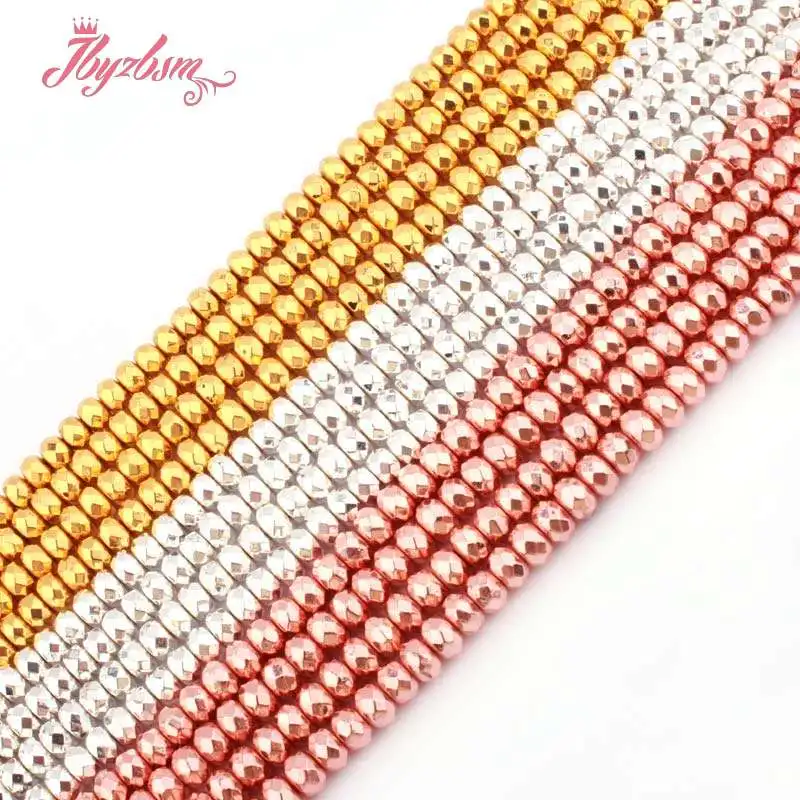 Граненые бусины из гематита Рондель-хеши 4x6 мм каменные с отверстием