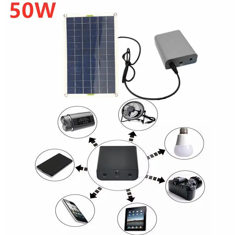 

50W Foldable USB Solar Panel Monocrystal Solar Cell Folding Waterproof Solar Panel Charger Outdoor Mobile Power Battery Charger