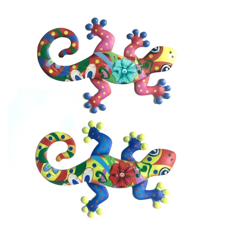 E8FE металлические стены Искусство красочные кованые железные Ящерица Геккон