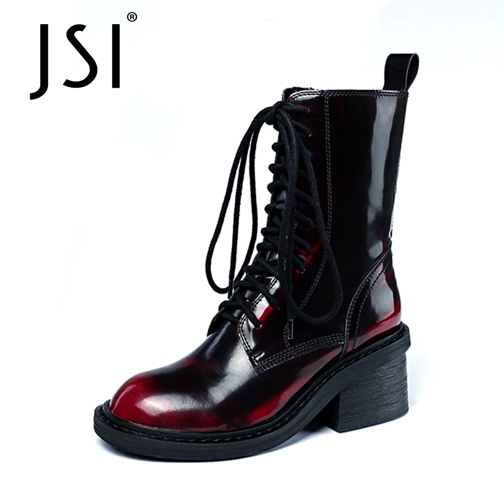 

Ботильоны женские из натуральной кожи, с круглым носком, на квадратном каблуке