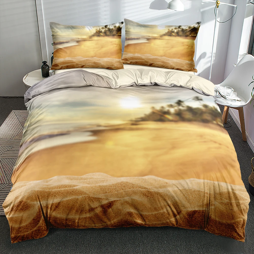 

3D Digital Sunset Sandbeach Duvet Cover Set Comforter/Blanket Cover Set Twin Queen King Size 245x210cm Bedding Set Home Textile