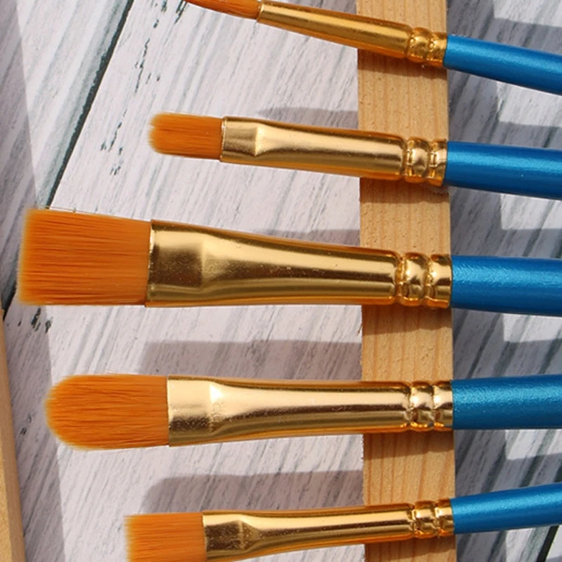 

10Pcs/set Nylon Artist Paint Brush Professional Watercolor Acrylic Wooden Handle Painting Brushes Art Supplies Stationery