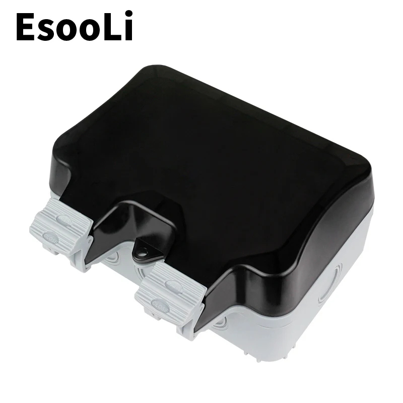 Esooli IP66 Weatherproof Waterproof Outdoor Wall Power Socket 16A Double EU Standard Electrical Outlet Grounded AC 110~250V |