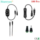 100 шт. DC 5,5 мм * 2,1 мм диммер мужской женский коннектор питания постоянного тока Выключатель кабель с проводом DC Мощность Jack для светодиодный ленты CCTV