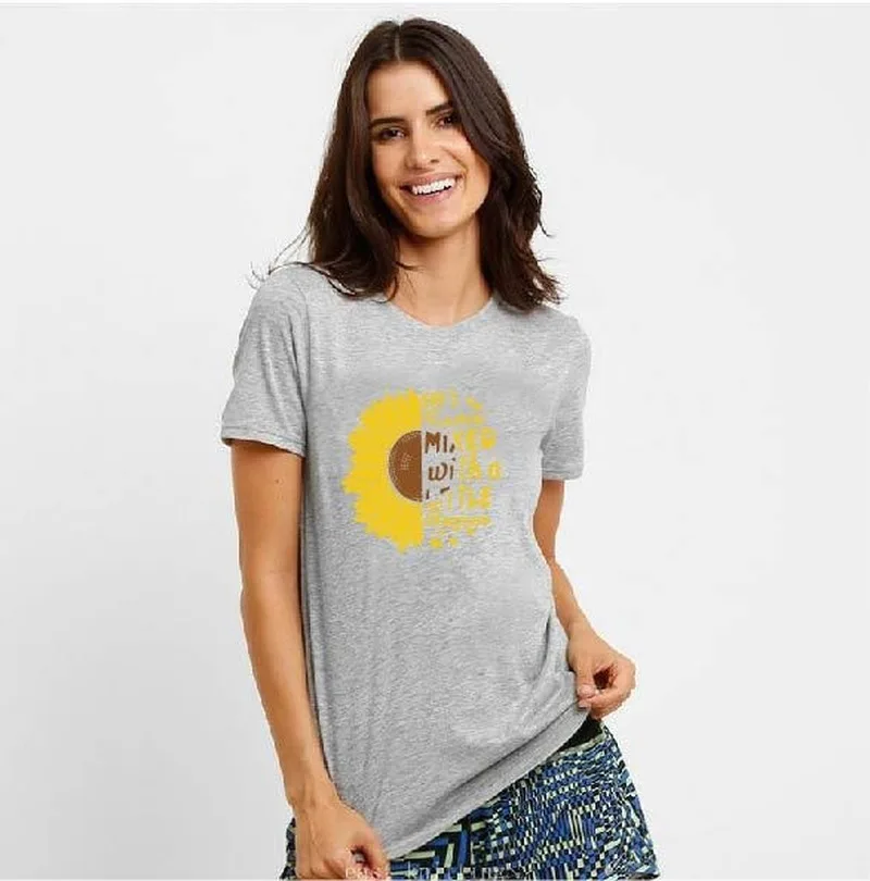 

Hurricane Sunflower Print T Shirt Women Short Sleeve O Neck Loose Tshirt 2020 Summer Women Tee Shirt Tops Camisetas Muje