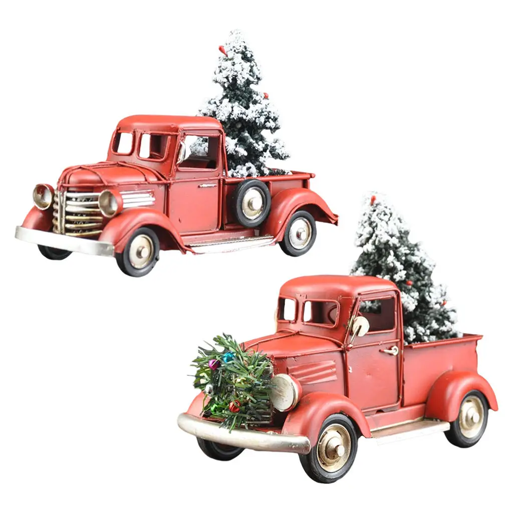 

Christmas Ornaments Red Truck Christmas Tree Decoration Wooden Farmhouse Hanging Crafts w/Tree for Christmas Decorative