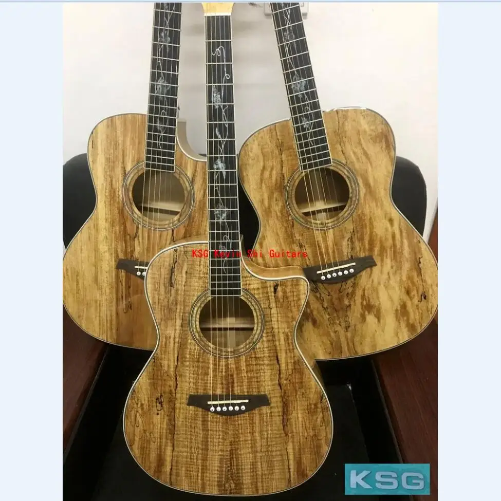 KSG spalted maple Акустическая гитара 4" koa like 6 струн цельная электрическая акустическая гитара ручной работы народная гитара