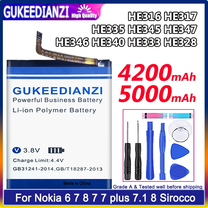 Аккумулятор HE316 для Nokia 6 N6 TA 1000 1003 1021 7 8 plus 1/8 Sirocco HE317 HE335 HE345 HE347 HE346 HE333|Аккумуляторы