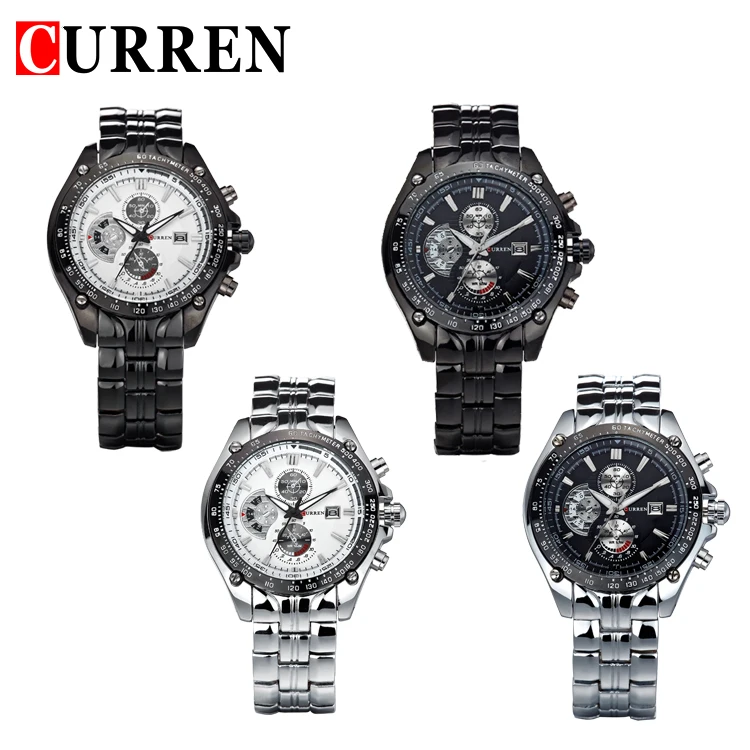 

Curren fashion auto Date full steel Sport Watch Men's Military Business Casual quartz Wristwatch Brand Relojes Hombre Male