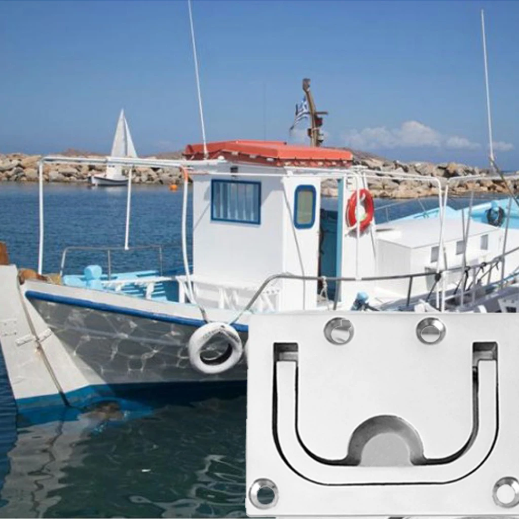 

Boat Hatch Ring Pull, Flush Lift Handle, Marine Locker Latch Cabinet Hardware, 76 x 56 mm/ 2.95 x 2.2 inch, Stainless Steel 316
