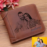mens short wallet engraving your photo text wallet engraved custom picture wallet for men gift for birthday fathers day gift