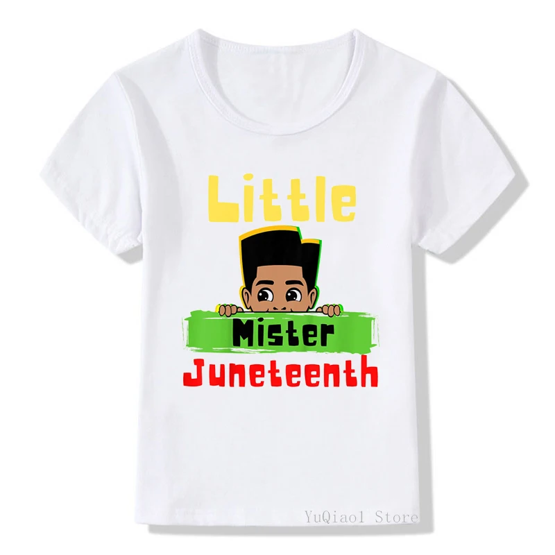 

Little Mister Juneteenth Graphic Print T-Shirt Tops For Boys Black Boy Tshirt Children'S Clothing Melanin Poppin T Shirt Boys