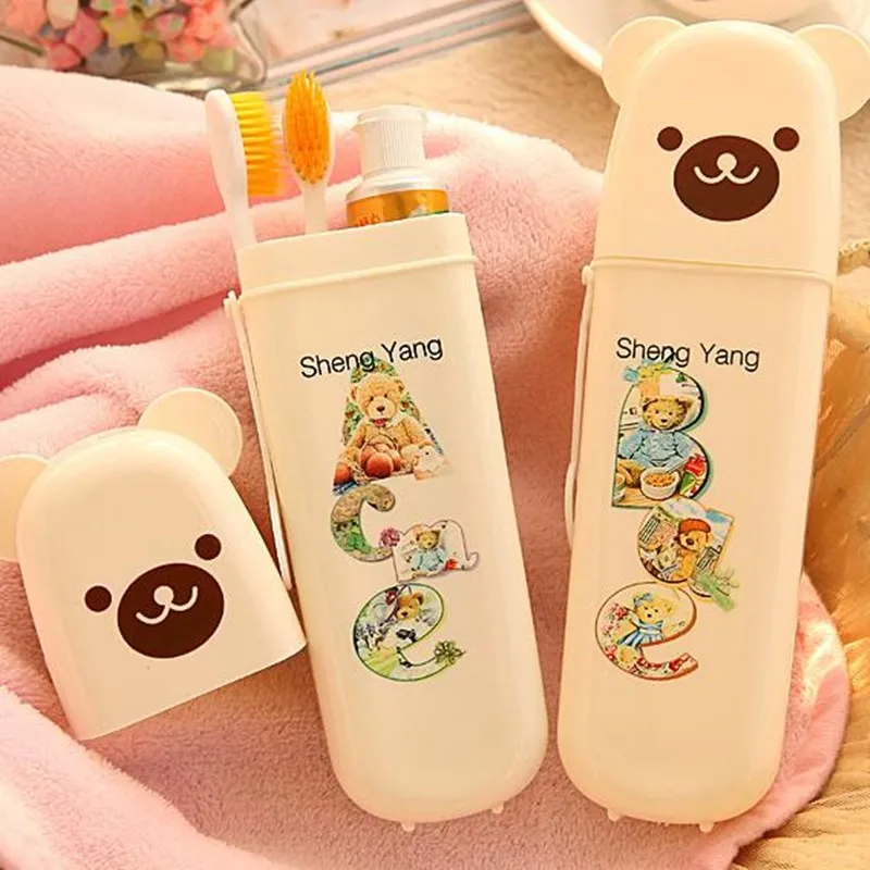 

Портативный держатель для зубной щетки, контейнер для хранения с милым медведем, антибактериальный защитный держатель для зубных щеток, ор...