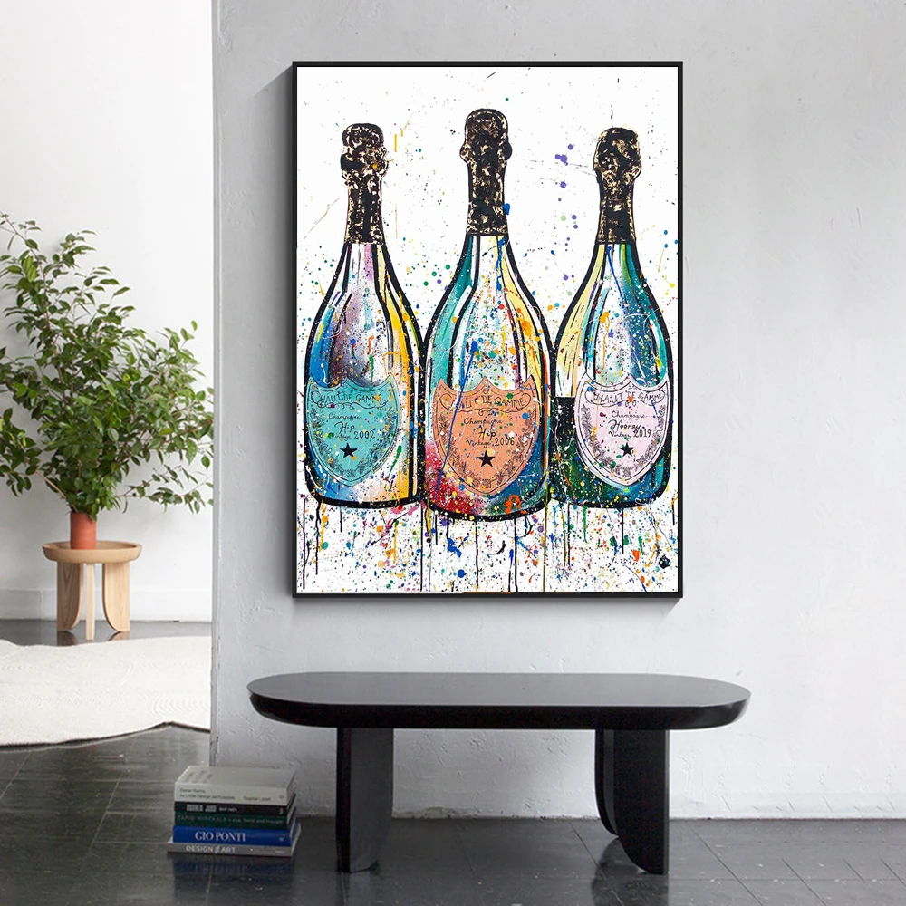 

Abstract Graffiti Art Perfume Bottle and Wine Bottles Painting Prints Wall Canvas Decorative Poster for Living Room Cuadro Decor