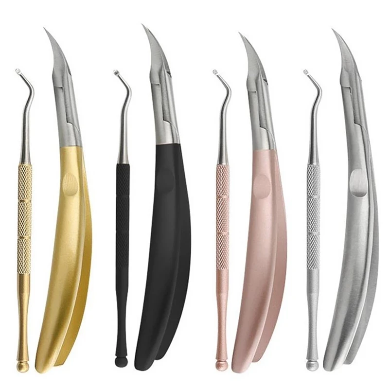 

2 Pairs Professional Stainless Steel Paronychia Nail Clippers Set Trimmer Ingrown Pedicure Care Toenail Tools