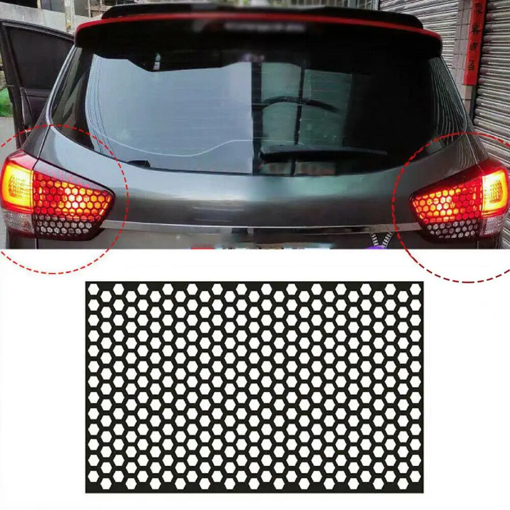 

Tail Light Cover Adhesive Easy to Install PVC Black Rear Tail Lamp Honeycomb Sticker for Car