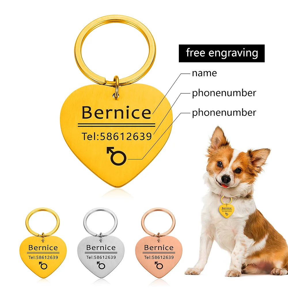 Dog Cat Pet ID Tags DIY Personalized Dogs Tag Stainless Steel Engraving Name and Telphone Number Collar Accessories | Дом и сад