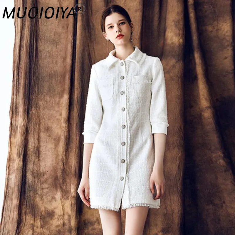 

Tweed Dress Women Wool Elegant Autumn Winter 2021 Runway High Quality Luxury Brand Ladies Office Wear Work Formal Casual Party