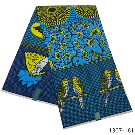 Latest Ankara Wax Fabric Guaranteed Real Wax 6yard/lot High Quality African Fabric Print For Sewing Dress 1307 - Цвет: 1307-161