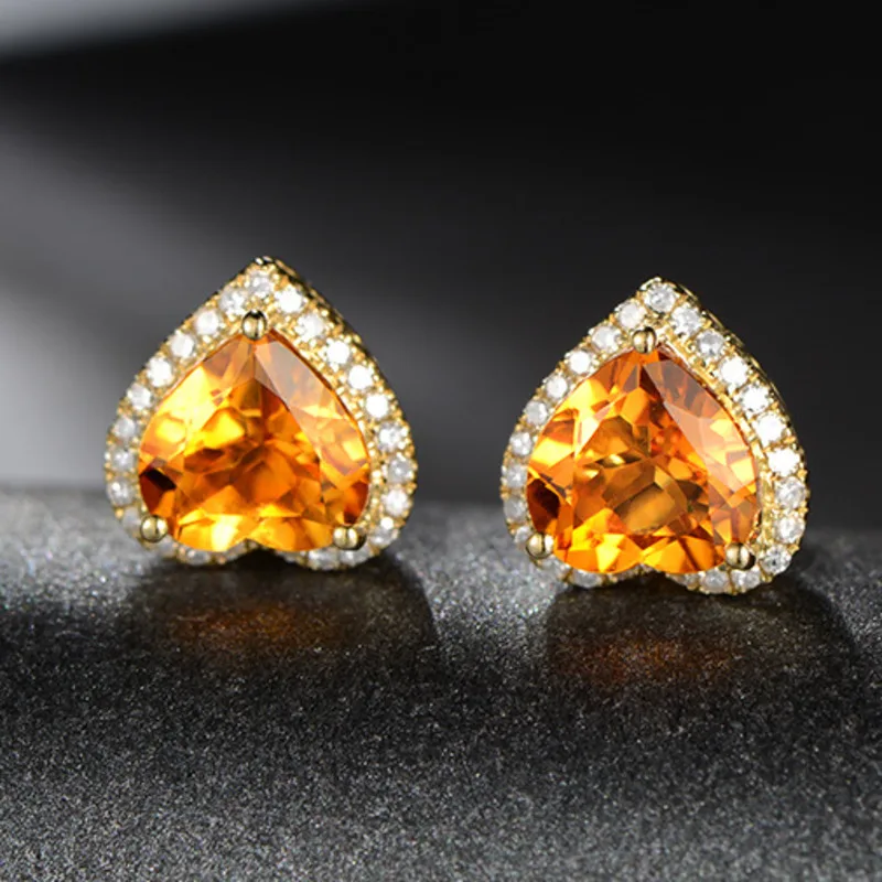 Женские серьги в форме сердца Anillos Yuzuk желтое ювелирное изделие с цветными