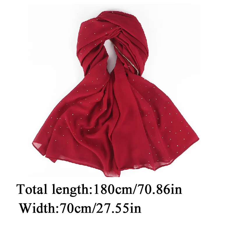 Шифоновая Женская длинная Бриллиантовая искусственная хиджаб шапки