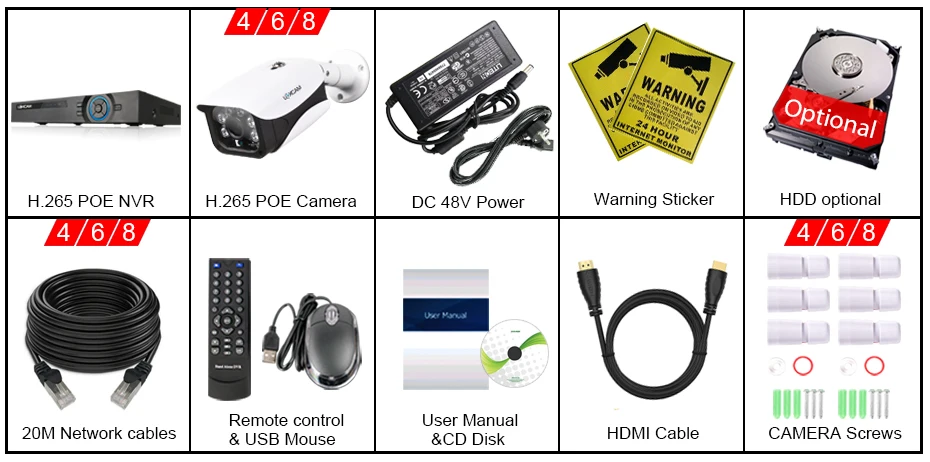 H.265 CCTV система NVR 8CH 4MP POE NVR комплект 8 шт Открытый Водонепроницаемый массив 4MP POE безопасности IP Камера P2P видео набор для наблюдения