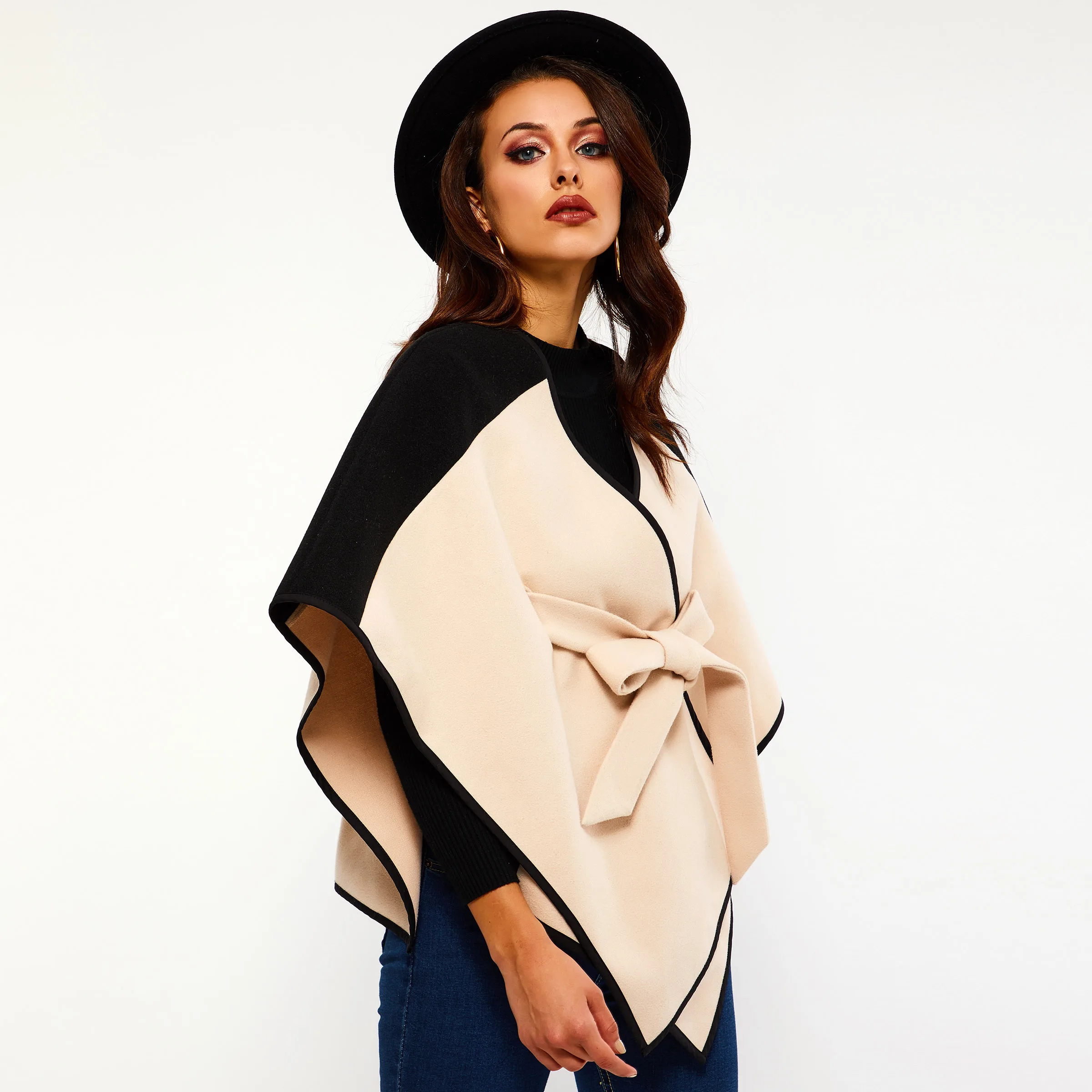 Осенние женские топы из смешанной шерсти 2020 лоскутные толстые западные наряды