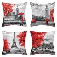 eiffel tower big ben cushion covers love throw pillow cover cotton linen decorative pillow case for home bedroom pillowcase