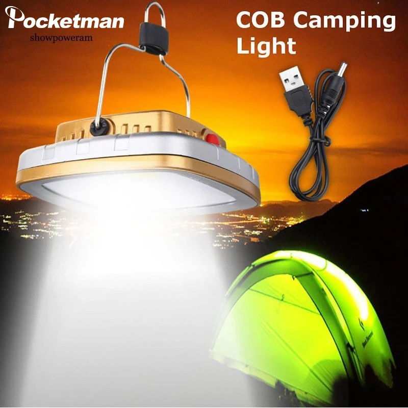 

200W Portable COB LED Camping Lantern Rechargeable Light Super Bright Tent Light Outdoor Camping Lamp USB Solar Lamp