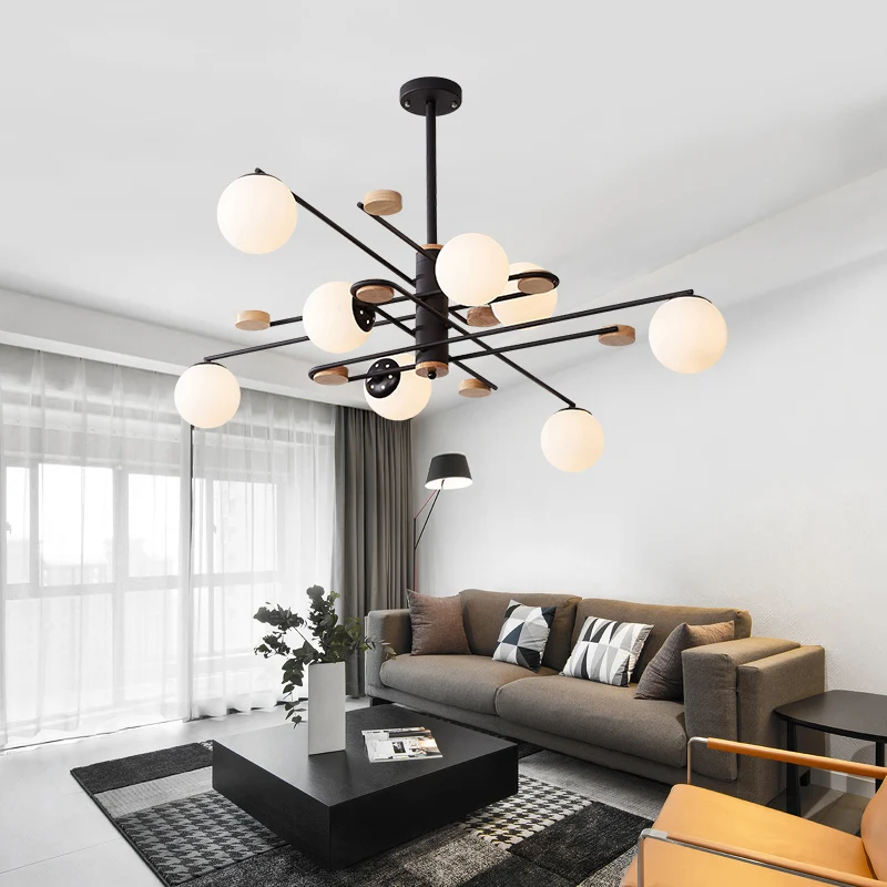 

Bedroom Chandelier Light White Black Gray E27 Bulb Glass Ceiling Hanging Lamp For Living Room Study Kitchen LED Indoor Fixtures