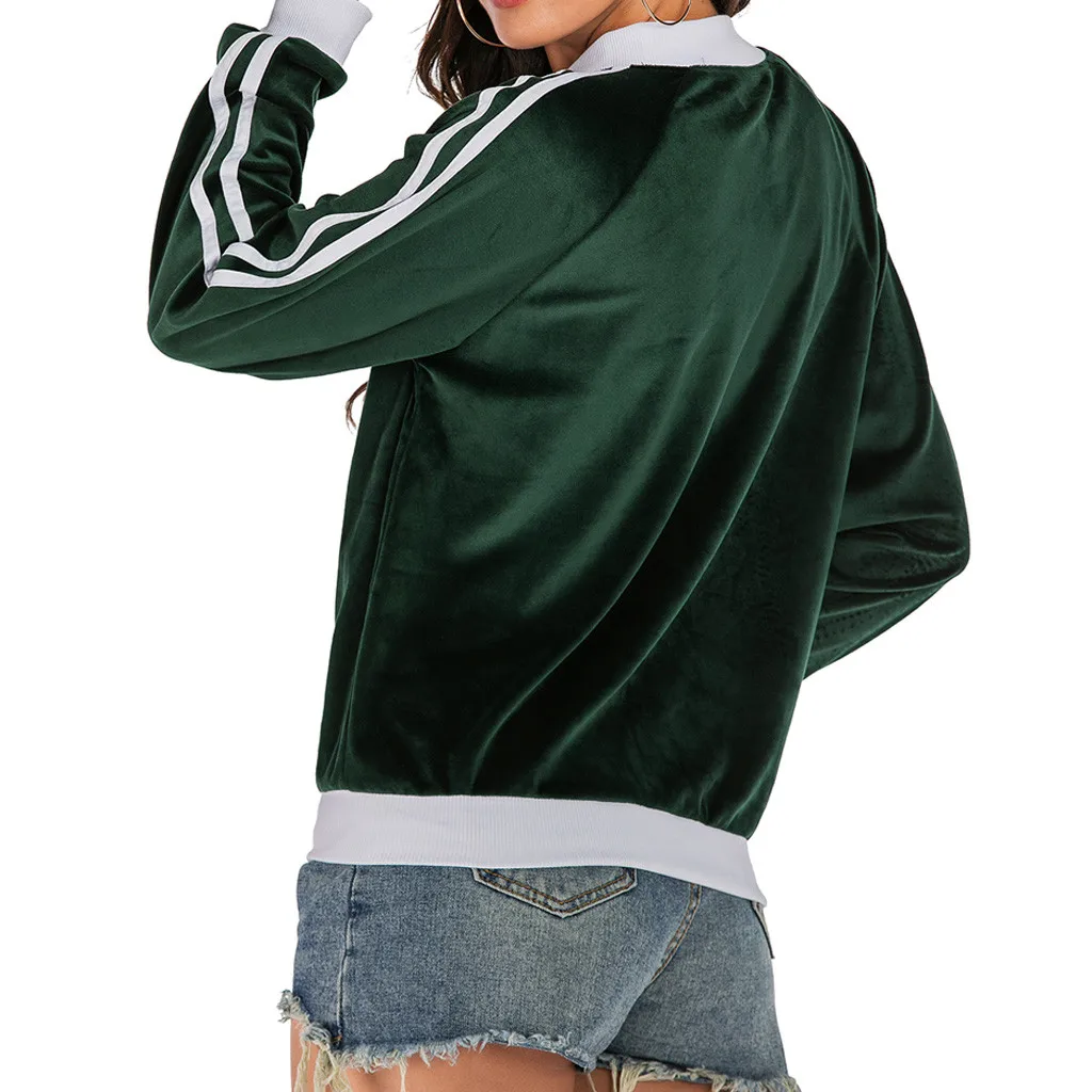 

Women Basic Jackets Winter Autumn Velvet Long Sleeve Zipper Casual Short Jacket Girl Baseball Coat Jackets Bomber Famale Outwear