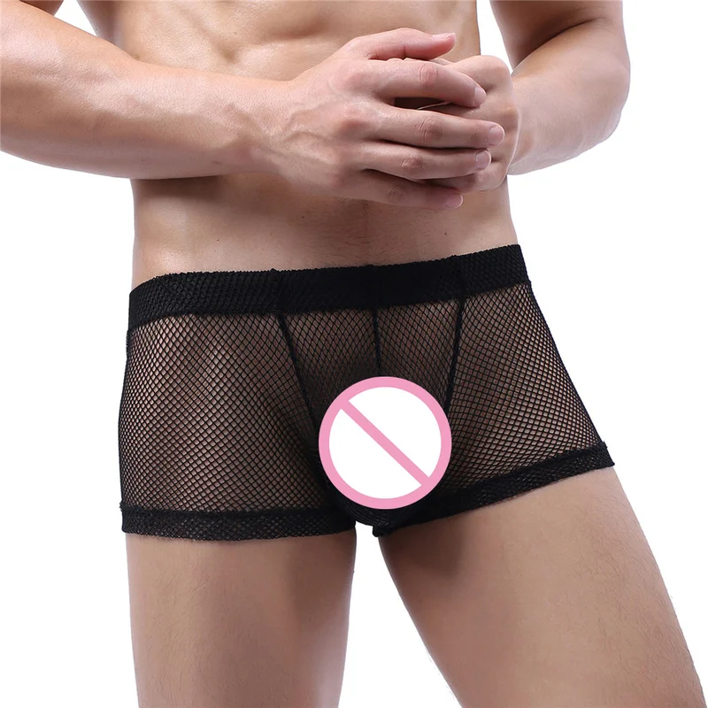 Женские сексуальные сетчатые мужские трусы ажурные боксеры прозрачное