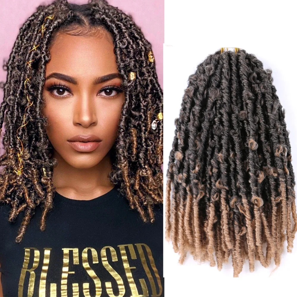 

14Inch 80G/Pack 20Strands Synthetic Hair Butterfly Locs Crochet Hair Extension Short Pre Looped Crochet Locs Faux Braids Hair