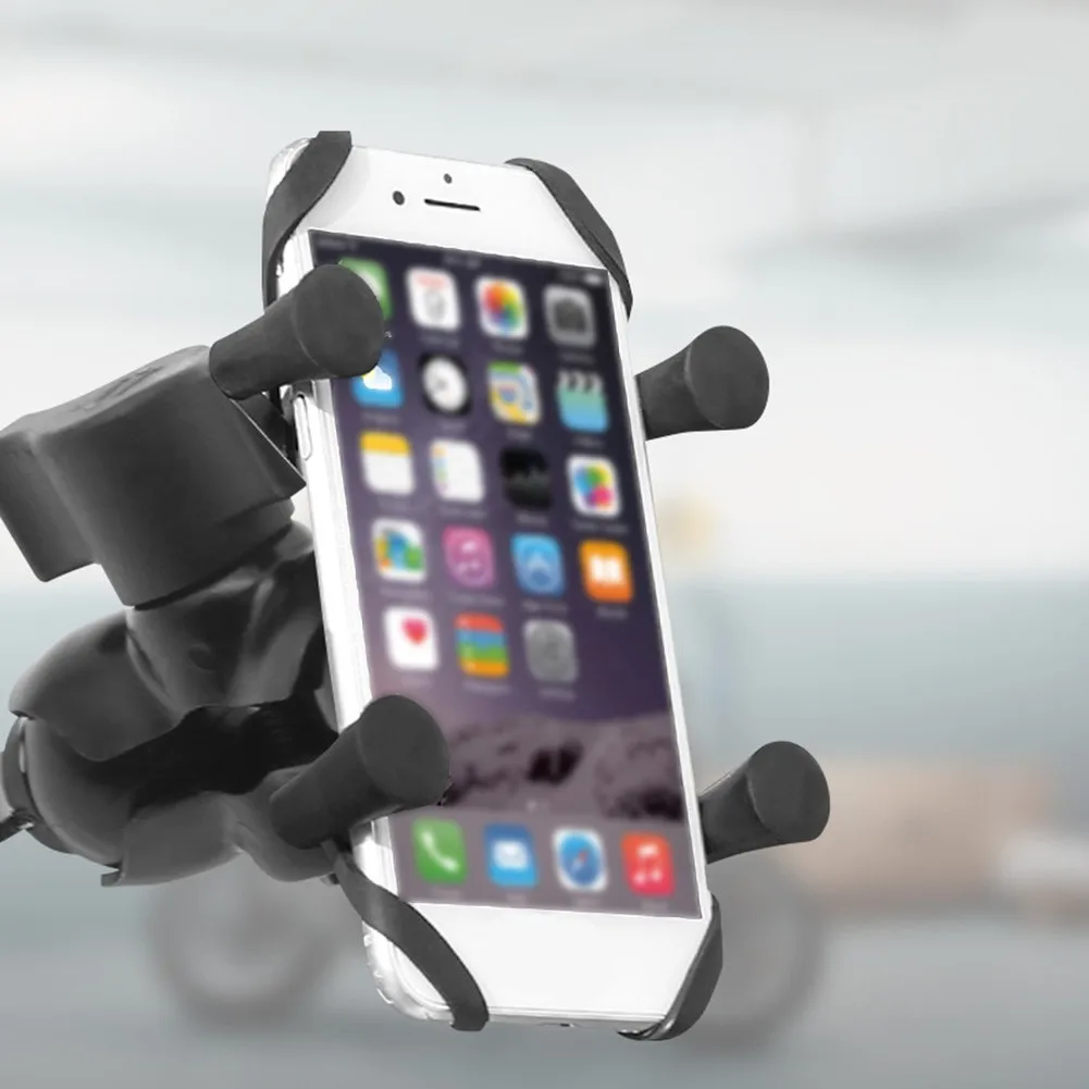 

Holder Phone Holder Mobile Motorbike Motorcycle Phone Grip Clamp+USB Charge