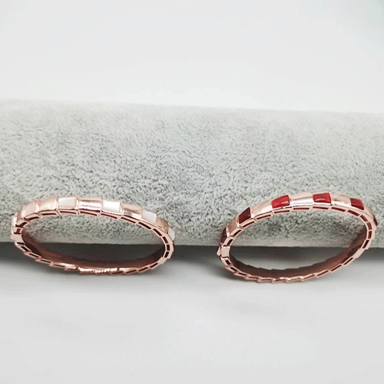 

Wholesale Real S925 Material snake bone shell cuff bangle fashion jewelry rose gold bracelet wristband wristlet jewel women