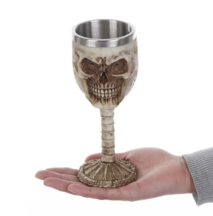 Подарки на Хэллоуин Готическая смола нержавеющая череп винный бокал чашка для