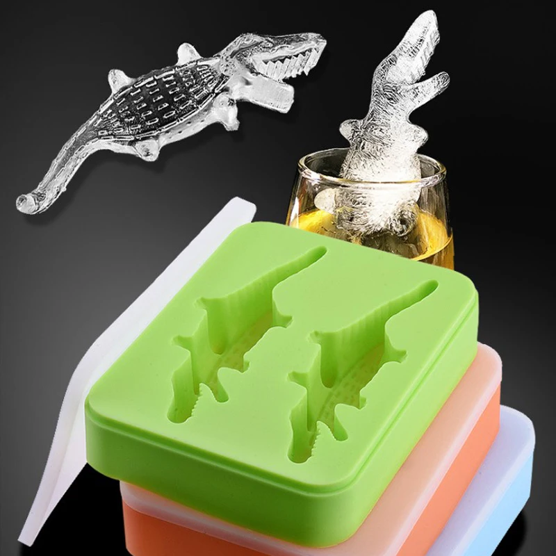 

3D Крокодил Форма для льда «крокодил» кубика льда поддоны формы для шоколада конфет мыла глины льда прессформы с крышкой, Цвет в случайном по...