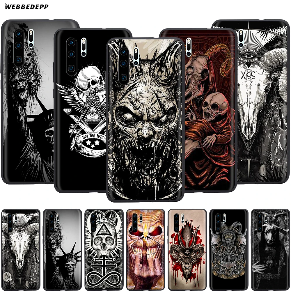 Webbedepp сатанический страшный чехол с черепом для Huawei P8 P9 P10 P20 P30 Lite Pro P Smart Z 2019