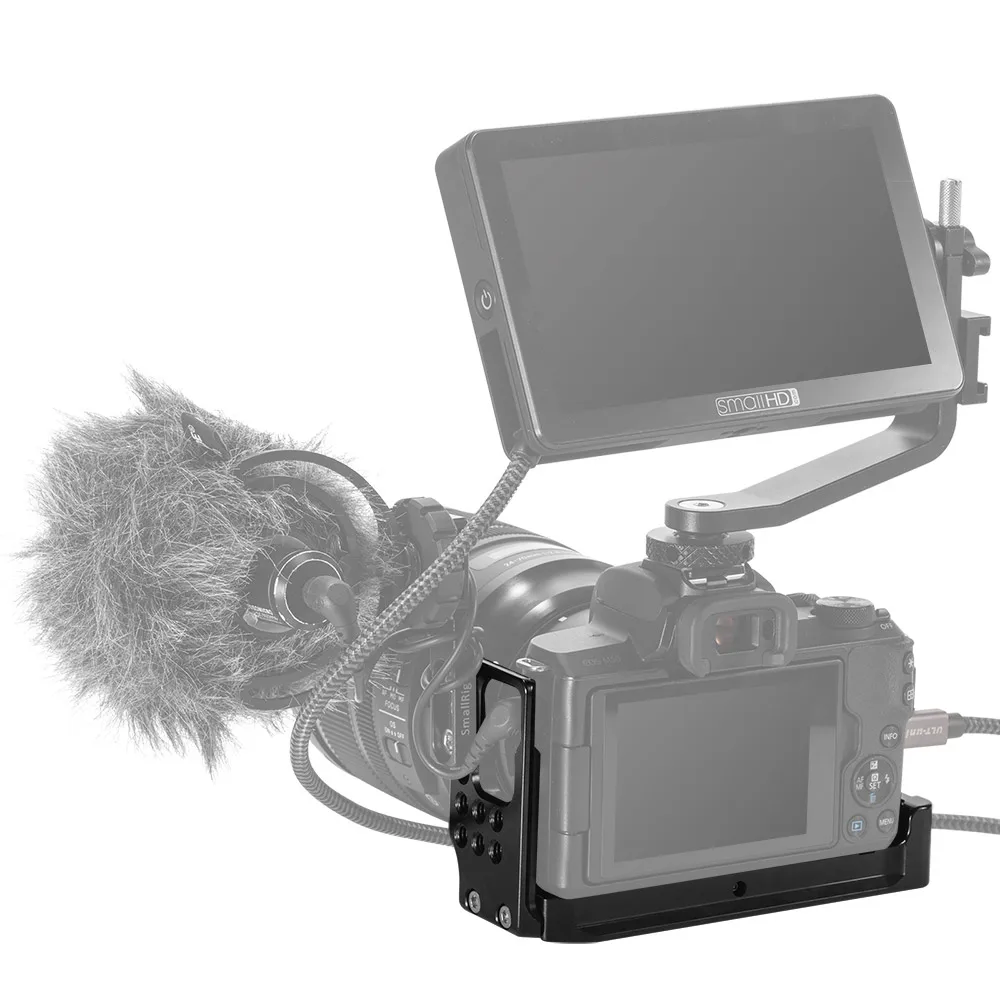 SmallRig L Пластина для Canon EOS M50 L образная Монтажная пластина Quick Release L Кронштейн пластина с деревянной ручкой-2387